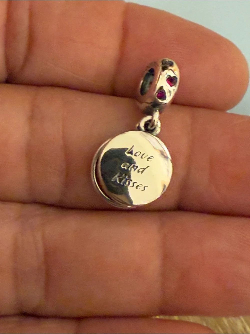 Pandora Red Heart Glitter Dangle Charm